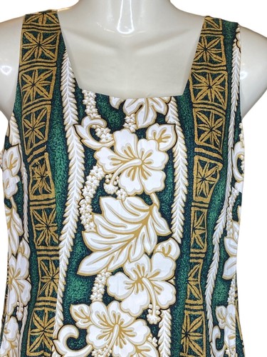 Royal Creations Hawaiian Tiki dress Aloha Zipper Hibiscus Fronds Made in Hawaii - Picture 2 of 9