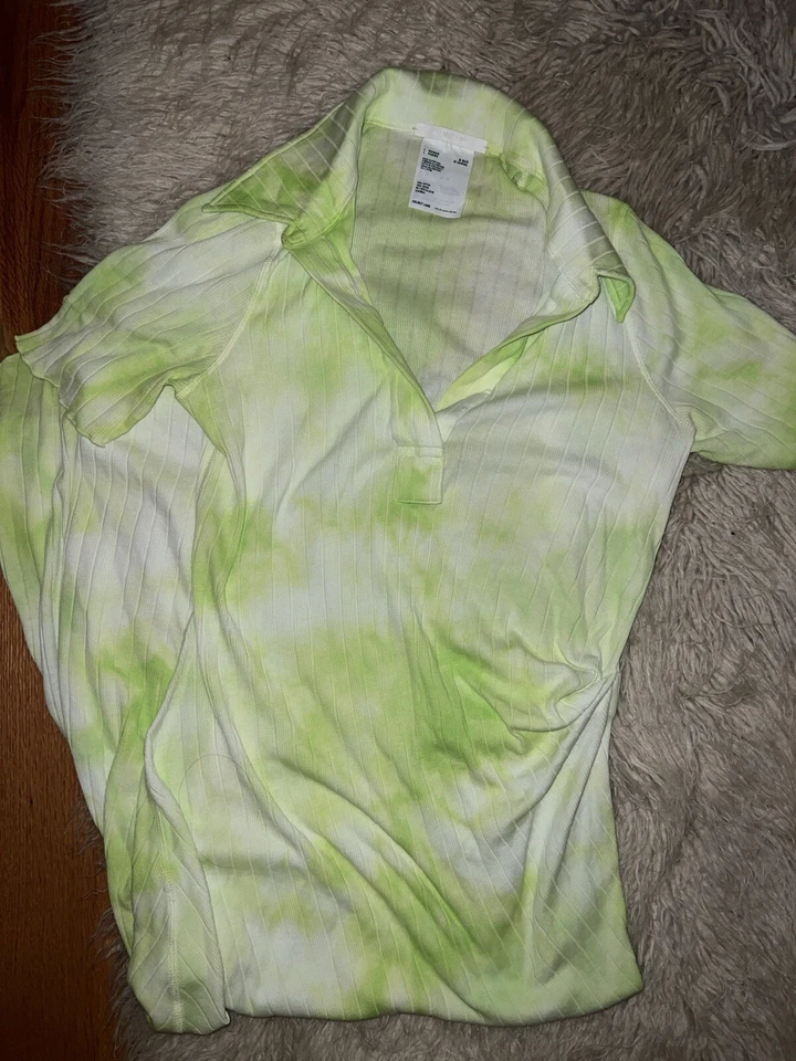 Vestido Helmut Lang acanalado algodón verde tie dye Foto 3 de 4