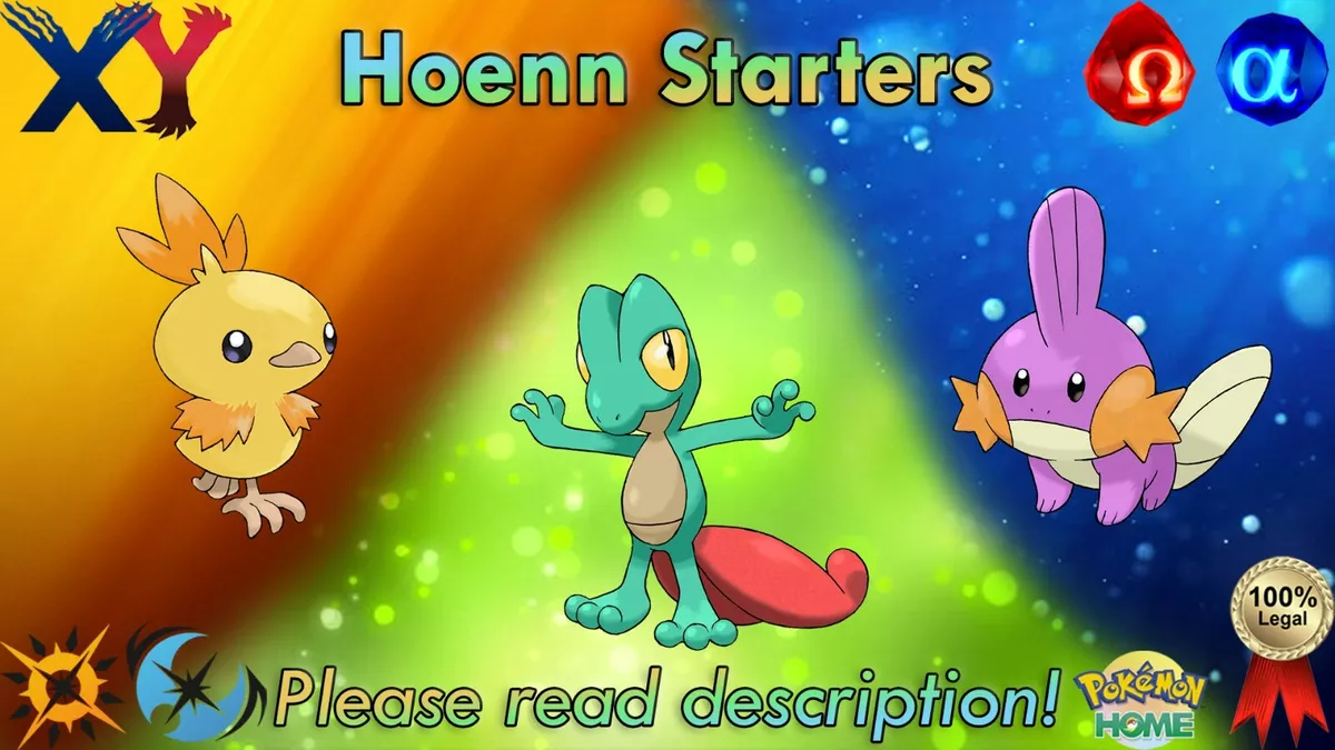 Shiny Treecko/Torchic/Mudkip Starter Pack 6IV - Pokemon X/Y OR/AS