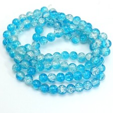 100 pcs Blue Crackle Cracked Round Glass Crystal Charm Beads 8mm Craft DIY