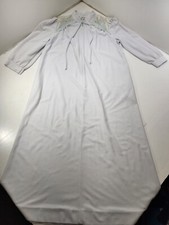 Vtg Vanity Fair Women Long Sleeve Front Zip Lace Accent Robe House Coat Blue Lg