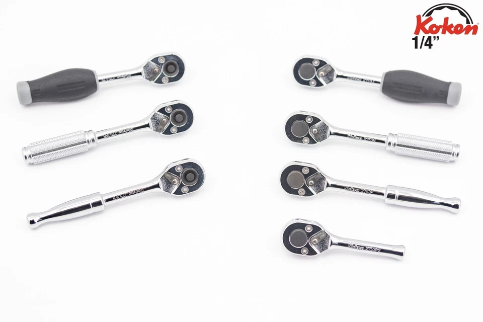 KO-KEN Koken 1/4" Umschaltknarre mit 3 Knarrengriffen zur Auswahl