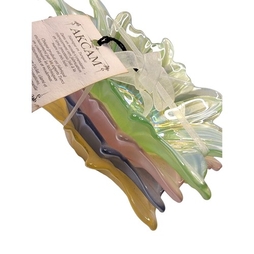 AKCAM TÜRKISCH handgefertigt 4er Set schillernd Pastellglas Schalen Blumenmuster Blumen Des - Bild 5 von 11