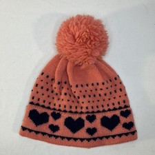 VTG Beanie Cap Wool Ski Snow Hat Pink Pom Pom Made in USA