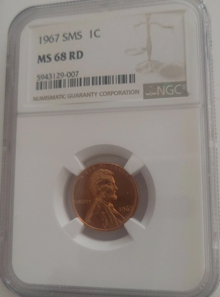 1967 SMS Lincoln Cent NGC MS 68 RD - Image 3 of 4
