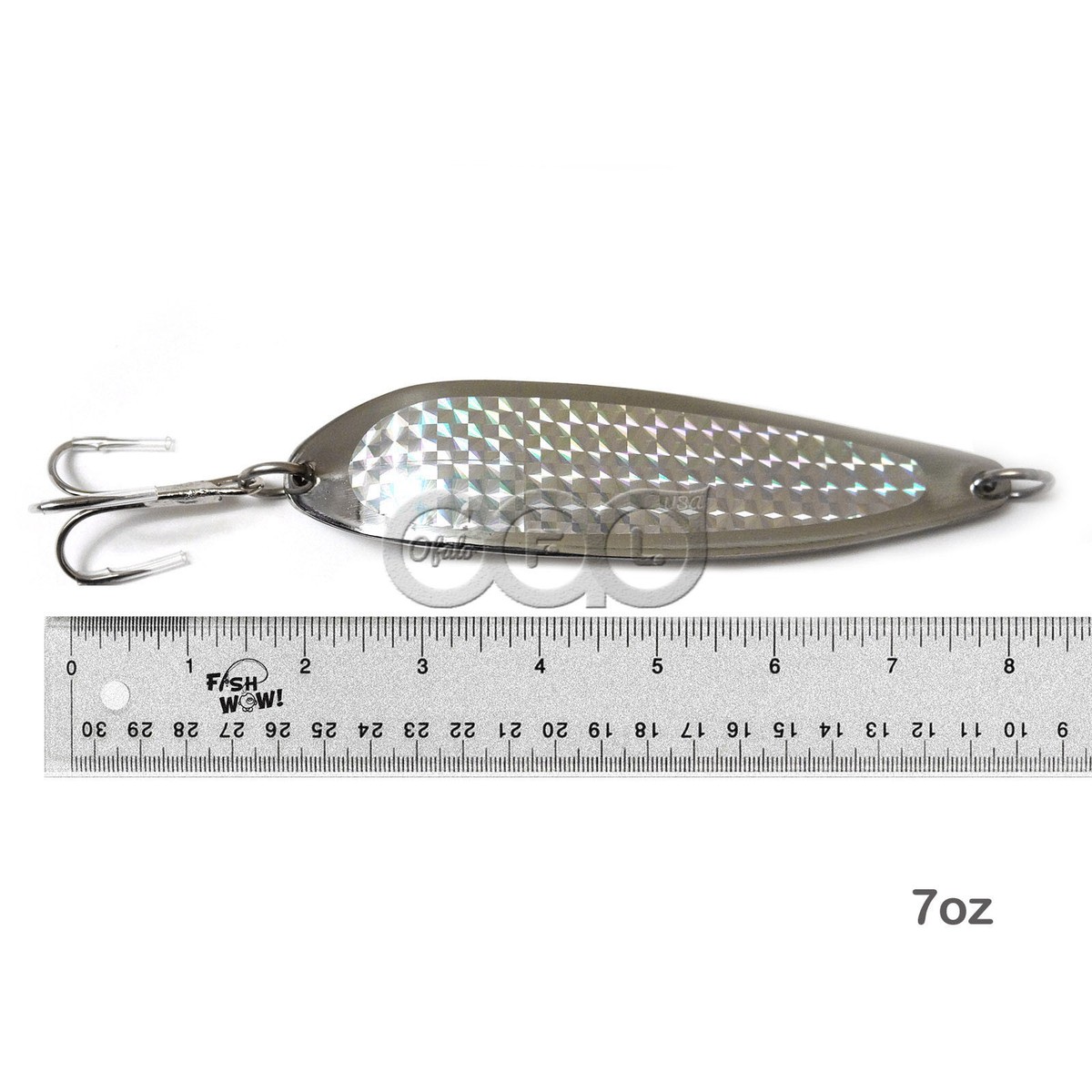 casting metal fishing lures 7oz Fishing Spoons Jigs w/ Treble Hook Casting Metal Trolling Lure Silver  chrome