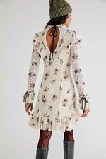 FREE PEOPLE Rose Petal Mini ​Dress Ivory Ecru Beige Size S