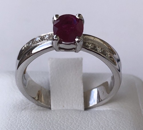 Anello Rubino E Brillanti In Oro Bianco 18kt Recarlo - Foto 3 di 5