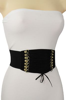 Women Fashion Belt Hip High Waist Wide Stretch Black Faux  display picture 1