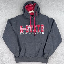 Arkansas State Red Wolves Hoodie MENS Medium Pullover Sweatshirt Gray Stitched