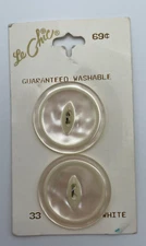 Le Chic White Pearlized Classic Style Button 1-1/8 Inch Round Shank Set Of 2