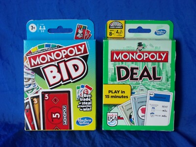 MONOPOLY DEAL Amazon Exclusive Version MONOPOLY BID Card Games SEALED DECKS x2 