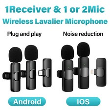 Wireless Lavalier Microphone Mini Mic Audio Video Recording For Smartphone