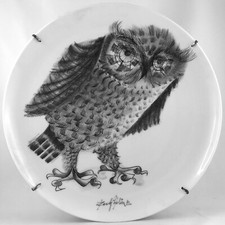ASSIETTE Porcelaine HAVILAND LIMOGES "Chouette/Hibou" ROCH POPELIER, sevres...