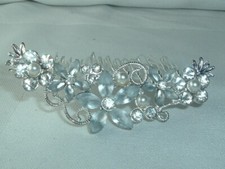 VINTAGE RHINESTONE  FAUX PEARL FLORAL METAL HAIR COMB UP DO ACCESSORY