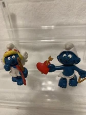 Valentines Smurf & Smurfette Cupid  ❤️ Bow And Arrows Scleich Figurine By Peyo.