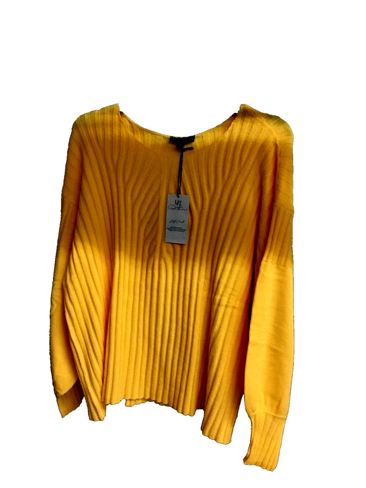 Suéter DG2 por Diane Gilman SoftEase Tejido Linterna-Manga-Amarillo Talla: 3X Foto 2 de 4