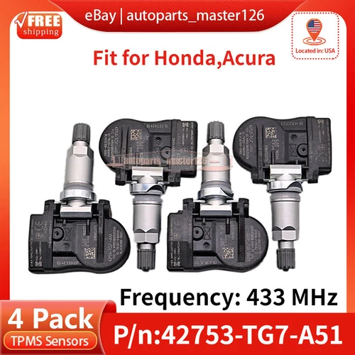 Set (4) For Honda TPMS Tire Pressure Monitoring Sensors Kit 42753-TG7-A51 433MHz
