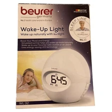 Beurer Wake Up Light Sunrise Simulation Alarm Clock & Radio White WL32 NIB