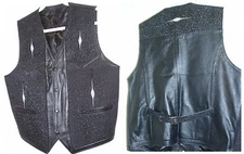 Stingray Men's Vest, Genuine Stingray Leather Vest, Black Stingray Leather Vest
