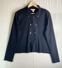 Misook Knit Jacket Cardigan 1X Black Zip Stretch Button Career Travel Minimalist