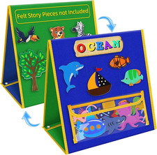 Foldable Felt Board - Double-Sided Flannel Story Board for Preschool Learning, I