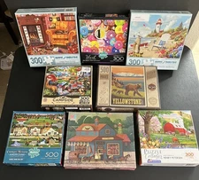 Lot of (8)  Jigsaw Puzzles - VG+ -Complete - 300-500 piece - Some Wysocki -etal.
