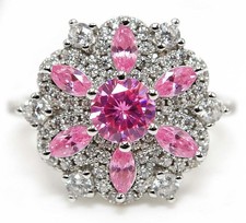 3CT Treated Pink Sapphire  Topaz 925 Solid Sterling Silver Ring Jewelry Sz 7