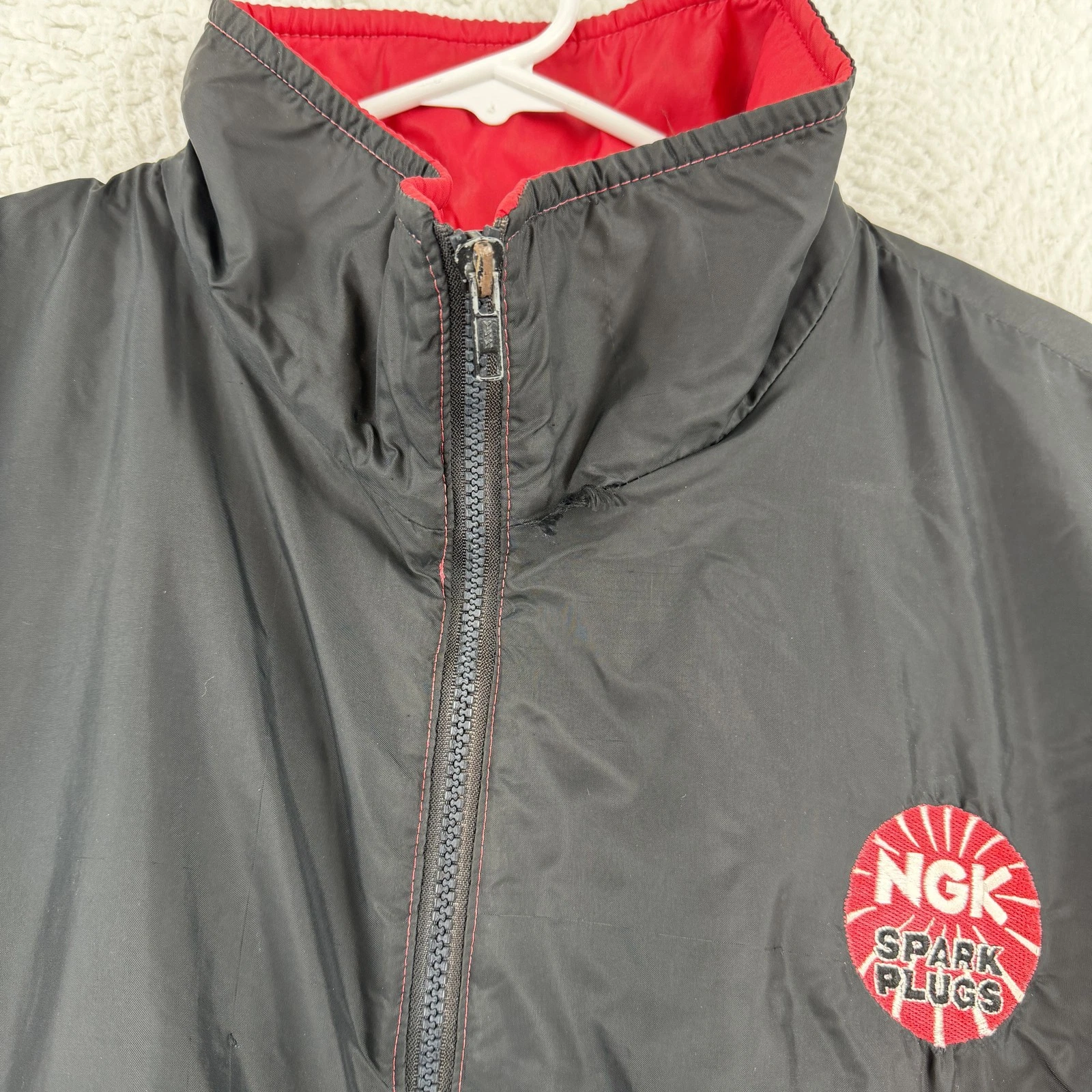 Vintage Swingster Jacket Mens Large Multicolor NGK Spark Plugs Racing Bomber image 3