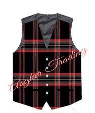 Handmade Black Magic Tartan Kilt Vest, Highland 5 Buttons Formal kilt waistcoat