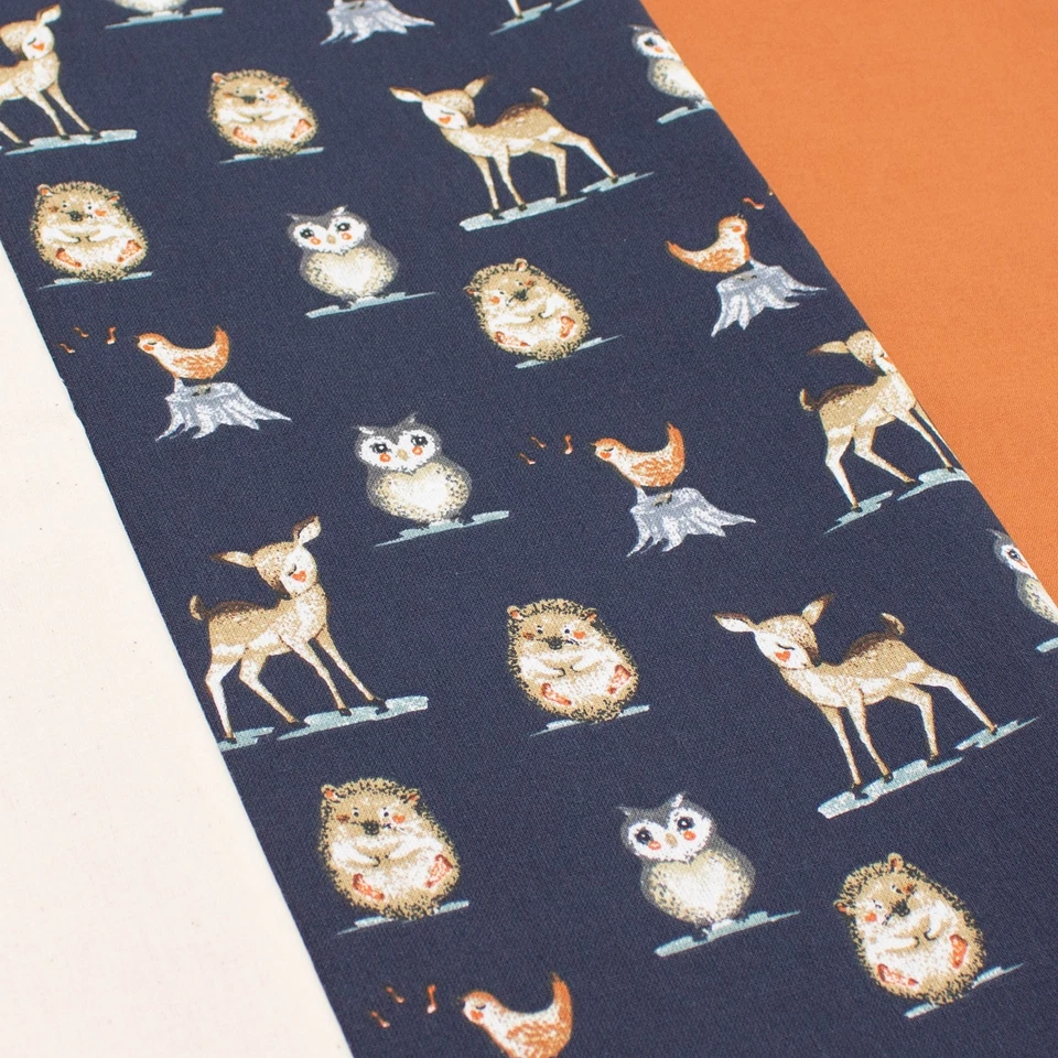 Baumwollstoff 1x Druck + 2x Uni je 0,5m Stoffpaket Nähen Süße Waldtiere Set 74 - Bild 2 von 4