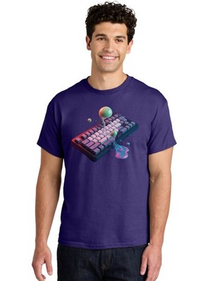 Melting-Keyboard-1 Mens Graphic Tee, 100% Cotton, Casual Summer Wear