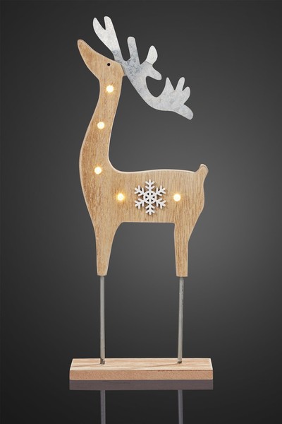 Led Figur Holz Rentier Deko Winter Weihnachten 5 Led Warmweiß Fenster Tisch-image