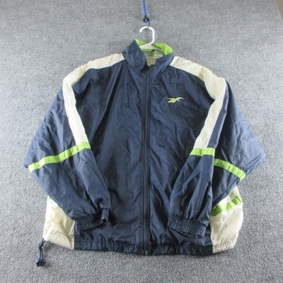 Vintage Reebok Jacket Mens L Blue Nylon Colorblock Windbreaker Full Zip 90s