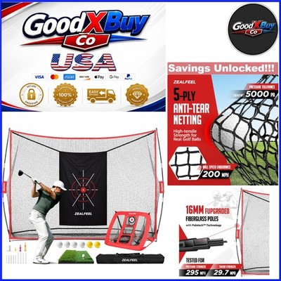 Golf Practice Net 10x7ft with Chipping Target, Mat, Tees, Balls, Carry Bag