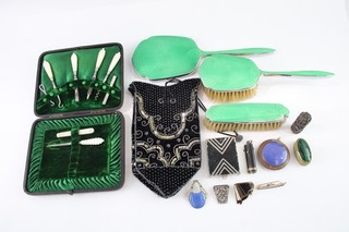Women's Vanity Items Antique Vintage Accessories Inc Green Guilloche Enamel