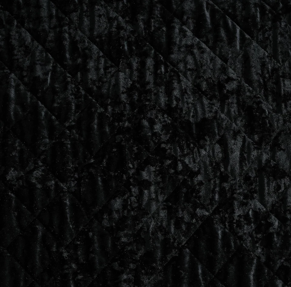 Lux Black Velvet Quilt Queen Set, 3-Piece Lush Plush Distressed Velvet Beddin... - Image 4 of 4