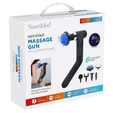 NuvoMed Extended Handle Hot & Cold Massage Gun Massager 6 Adjustable Speeds -NEW