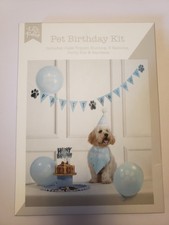 Pet Birthday Party Hat and Baunting And Balloons Set Beautiful Baby Blue