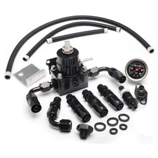  EFI Fuel Pressure Regulator Kit 0-100psi with Gauge 6AN Fuel Line black