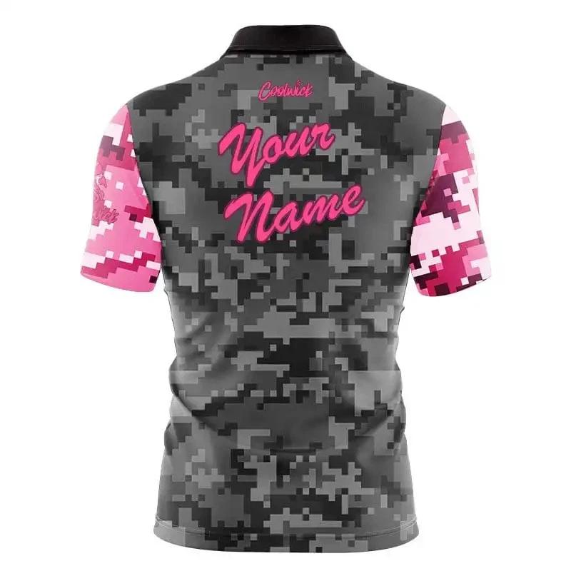 Motiv Grey Pink Digital Camo Fast Track CoolWick Bowling Jersey