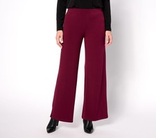 Susan Graver Women's Pants Sz S Essentials Reg Liquid Knit Wide-Leg Red A623489