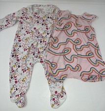 Magnetic Me Baby 3-6Mo Lot of 2 Short Romper Rainbow Ribbon Footie Sleeper Fruit