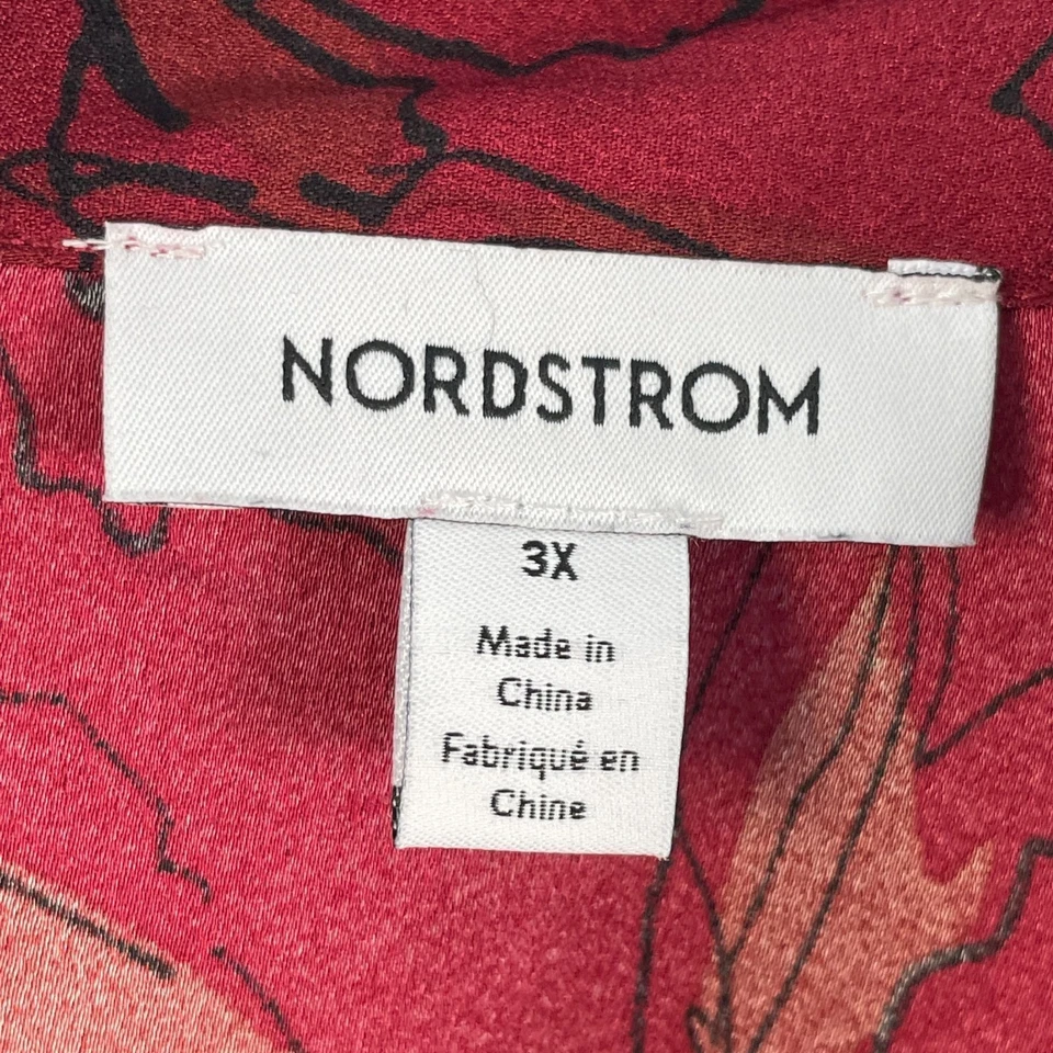 Nordstrom женщин плюс 3 X красный цветочный галстук блузка с длинным рукавом рубашка Топ - Изображение 4 из 4