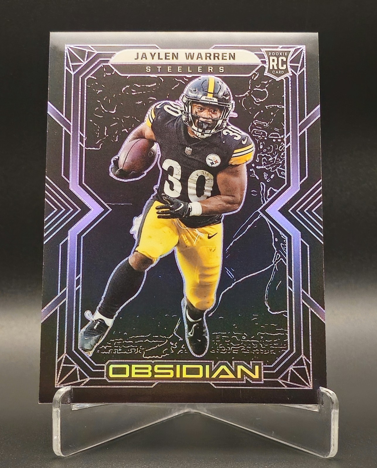2022 Obsidian-Rookie Jaylen Warren #167 Electric Etch Purple 20/100
