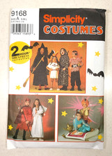 Simplicity 9168 Easy Pattern Kids' Costumes Witch Pirate Devil Angel Genie S M L