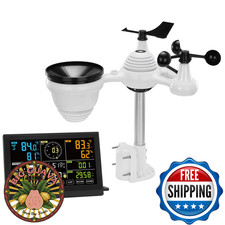 VEVOR 7-in-1 Wireless Weather Station 7.5" Color Display Digital Temp UV