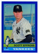 2025 Topps Heritage High Number Blue Refractor Scott Effross 80/150 Yankees
