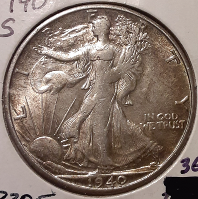 1940-S Walking Liberty 90% silver Half Dollar San Francisco Mint