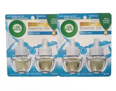 2* Air Wick Natural Essential Oils Refills 2ct Each, Fresh Linen